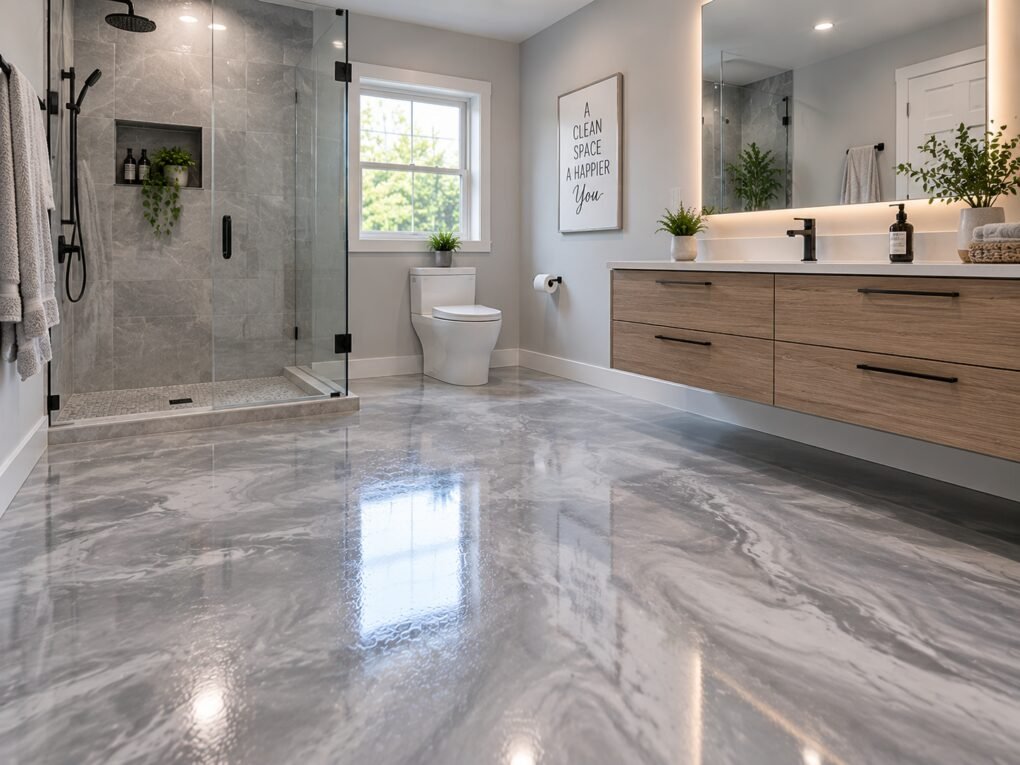 Bathroom epoxy flooring